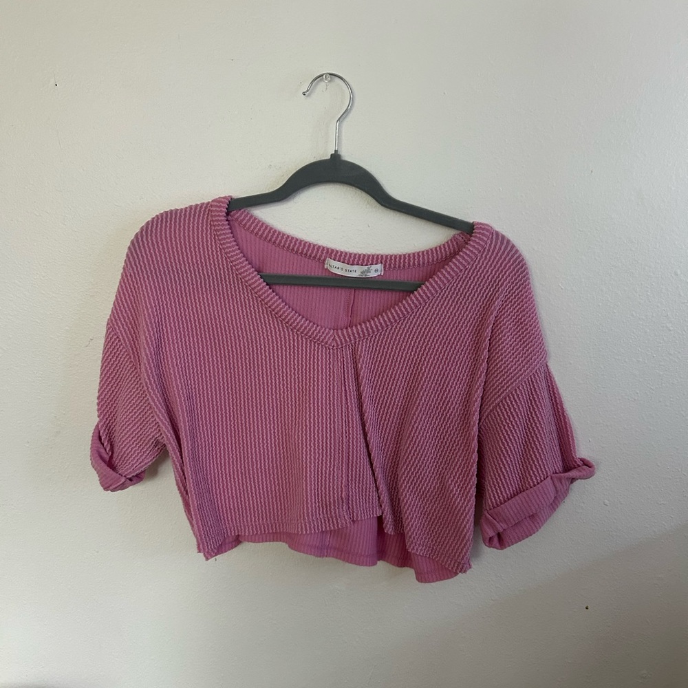 Altar'd State Mauve Ribbed Crop Top